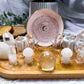 Clear Quartz Crystal Altar | 10x5 Handmade Tealight, Double Chime, Zodiac Plate & Crystal Display Altar