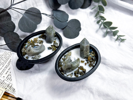 Labradorite Moons | Small Cauldron Candle