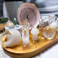 Clear Quartz Crystal Altar | 10x5 Handmade Tealight, Double Chime, Zodiac Plate & Crystal Display Altar