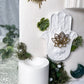 Sacred Growth Ceramic Altar | White 5x7 with Hamsa, Moss Agate Moon, Lotus, Sun and Succulent Accents