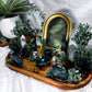 Moss Agate Acacia Altar Tray | Tealight, Chime & Incense Setup | Grounding, Growth & Stability