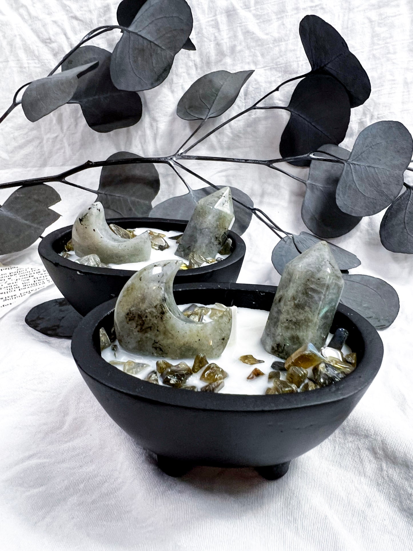 Labradorite Moons | Small Cauldron Candle