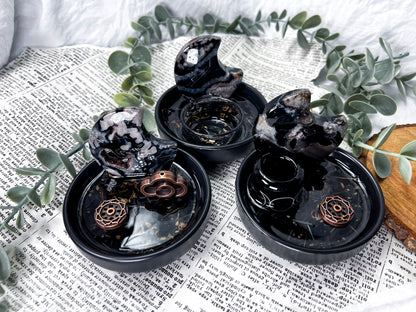 Sacred Horizon Black Ceramic Ritual Bowls | Crystal Altars, Incense Holders & Spell Tools