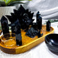 Obsidian Crystal Altar | Double Tealight, Detached Offering Bowl & Protection Meditation Altar