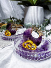 Amethyst Moon Tealight & Incense Holder | Crystal Candle Holder | Meditation & Altar Decor