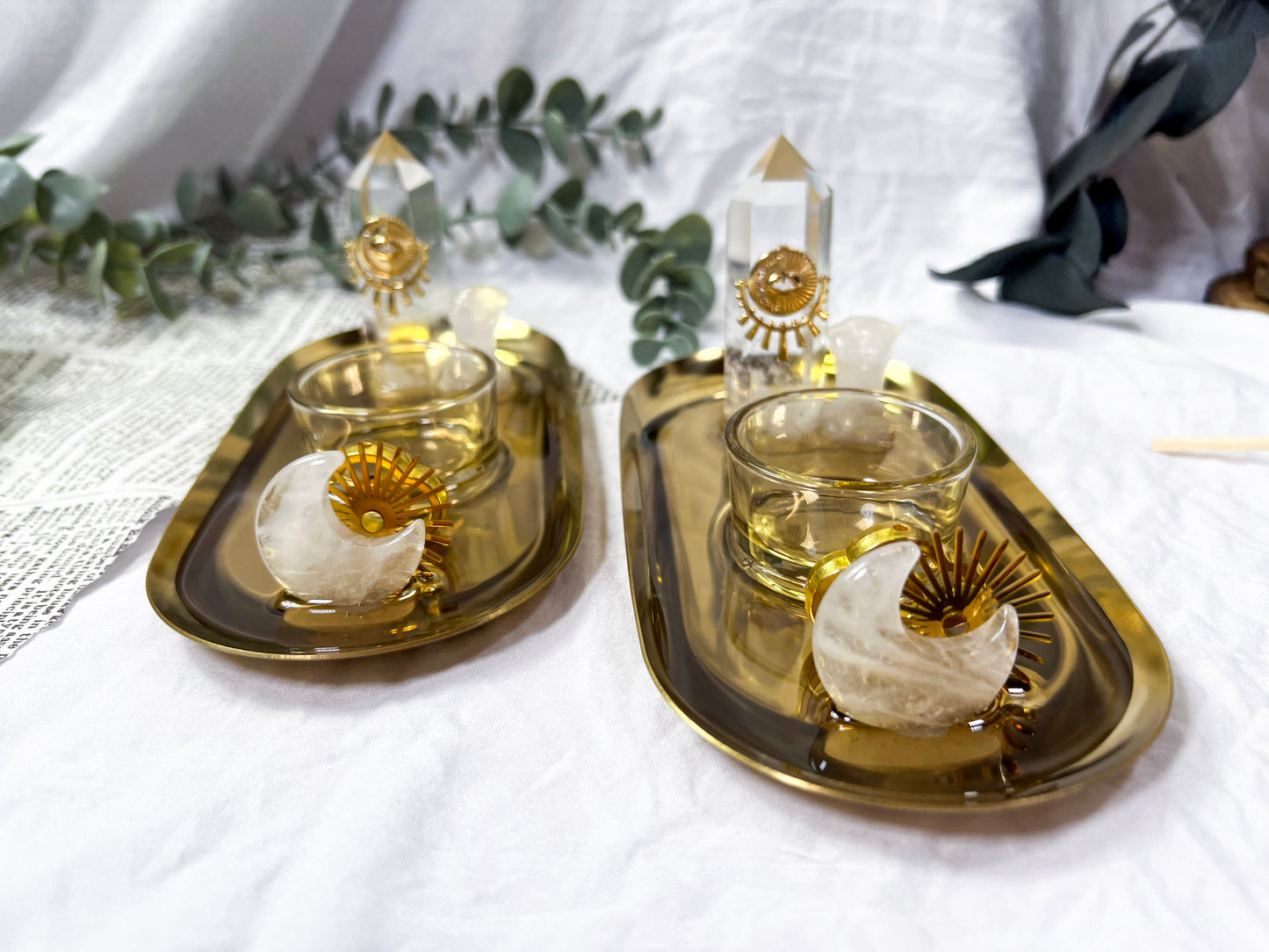 Frosted Ember | Gold Candle Holder