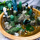 Fortune Grove | Extra Large Money Bowl Altar with Moss Agate, Green Aventurine, Pyrite and Five Tealight Holders
