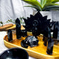 Obsidian Crystal Altar | Double Tealight, Detached Offering Bowl & Protection Meditation Altar