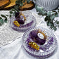 Amethyst Moon Tealight & Incense Holder | Crystal Candle Holder | Meditation & Altar Decor