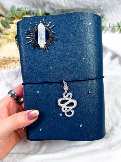 PREORDER | Handmade Grimoire Journal | Ritual Notebook | Crystal Charm Spell Book | Faux Leather A5 A6 Journal | Witchcraft Journal | Refillable Notebook