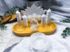 White Druzy Quartz Crystal Altar | Double Tealight, Incense Holder & Detachable Quartz Bowl