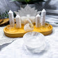 White Druzy Quartz Crystal Altar | Double Tealight, Incense Holder & Detachable Quartz Bowl