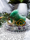 Green Fluorite Moon Tealight & Incense Holder | Crystal Candle Holder | Focus & Abundance Altar Decor