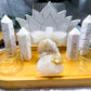 White Druzy Quartz Crystal Altar | Double Tealight, Incense Holder & Detachable Quartz Bowl