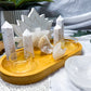 White Druzy Quartz Crystal Altar | Double Tealight, Incense Holder & Detachable Quartz Bowl