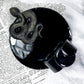 Protection and Shadow Work Ceramic Altar | Black 5in Round with Onyx Moon and Obsidian Snake