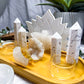 White Druzy Quartz Crystal Altar | Double Tealight, Incense Holder & Detachable Quartz Bowl