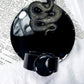 Protection and Shadow Work Ceramic Altar | Black 5in Round with Onyx Moon and Obsidian Snake