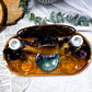 Fluorite Crystal Altar | Double Tealight, Double Chime Incense Holder & Detachable Fluorite Bowl