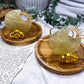 Lemon Quartz Moon Tealight & Incense Holder | Crystal Candle Holder | Joy & Manifestation Altar Decor