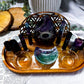 Fluorite Crystal Altar | Double Tealight, Double Chime Incense Holder & Detachable Fluorite Bowl