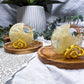 Lemon Quartz Moon Tealight & Incense Holder | Crystal Candle Holder | Joy & Manifestation Altar Decor