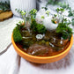 Terracotta Crystal Altar Bowl | Quartz Tealight Holder with Moon & Moss | Meditation & Witchcraft Decor