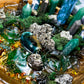 Fortune Grove | Extra Large Money Bowl Altar with Moss Agate, Green Aventurine, Pyrite and Five Tealight Holders
