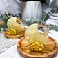 Lemon Quartz Moon Tealight & Incense Holder | Crystal Candle Holder | Joy & Manifestation Altar Decor