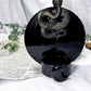 Protection and Shadow Work Ceramic Altar | Black 5in Round with Onyx Moon and Obsidian Snake