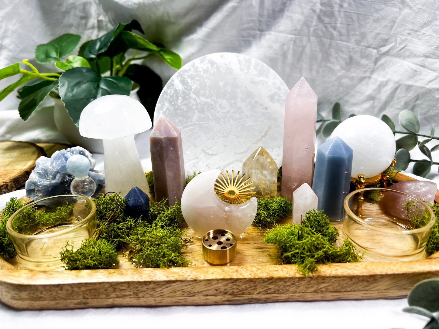 Lunar Bloom | Mango Wood Altar