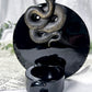 Protection and Shadow Work Ceramic Altar | Black 5in Round with Onyx Moon and Obsidian Snake