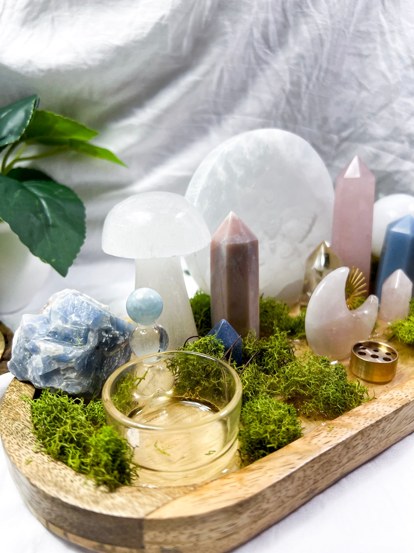 Lunar Bloom | Mango Wood Altar