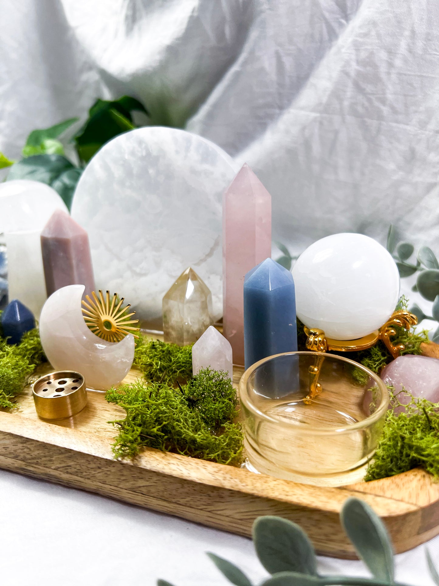 Lunar Bloom | Mango Wood Altar