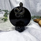 Protection and Shadow Work Ceramic Altar | Black 5in Round with Onyx Moon and Obsidian Snake