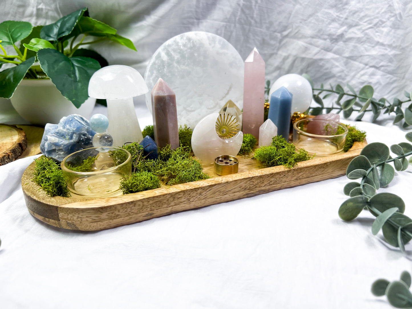 Lunar Bloom | Mango Wood Altar