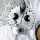 Balance and Intuition Ceramic Altar | White 5in Round with Moonstone, Onyx Moons and Silver Sun