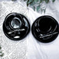 Obsidian Moon Tealight & Incense Holder | Protection Crystal Candle Holder | Witchcraft Altar Decor