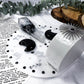 Balance and Intuition Ceramic Altar | White 5in Round with Moonstone, Onyx Moons and Silver Sun