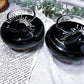 Obsidian Moon Tealight & Incense Holder | Protection Crystal Candle Holder | Witchcraft Altar Decor