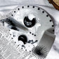 Balance and Intuition Ceramic Altar | White 5in Round with Moonstone, Onyx Moons and Silver Sun