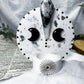 Balance and Intuition Ceramic Altar | White 5in Round with Moonstone, Onyx Moons and Silver Sun