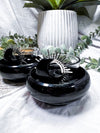Obsidian Moon Tealight & Incense Holder | Protection Crystal Candle Holder | Witchcraft Altar Decor