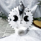 Balance and Intuition Ceramic Altar | White 5in Round with Moonstone, Onyx Moons and Silver Sun