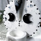 Balance and Intuition Ceramic Altar | White 5in Round with Moonstone, Onyx Moons and Silver Sun