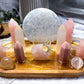 Rose Quartz, Pink Opal & Selenite Crystal Altar | Triple Tealight Holder for Love, Self-Care & Meditation