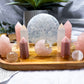 Rose Quartz, Pink Opal & Selenite Crystal Altar | Triple Tealight Holder for Love, Self-Care & Meditation