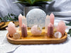 Rose Quartz, Pink Opal & Selenite Crystal Altar | Triple Tealight Holder for Love, Self-Care & Meditation