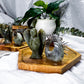 Celestial Messenger | Labradorite Tarot Card Holder with Tealight, Crystal Angel Altar Decor, Wooden Tarot Coaster, Spiritual Protection Gift