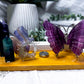 Rainbow Fluorite Tarot Altar | Double Chime Candle & Incense Holder | Crystal Butterfly Altar | Handmade Witchcraft Decor